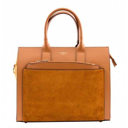 Borsa a mano in pelle e scamosciato cuoio