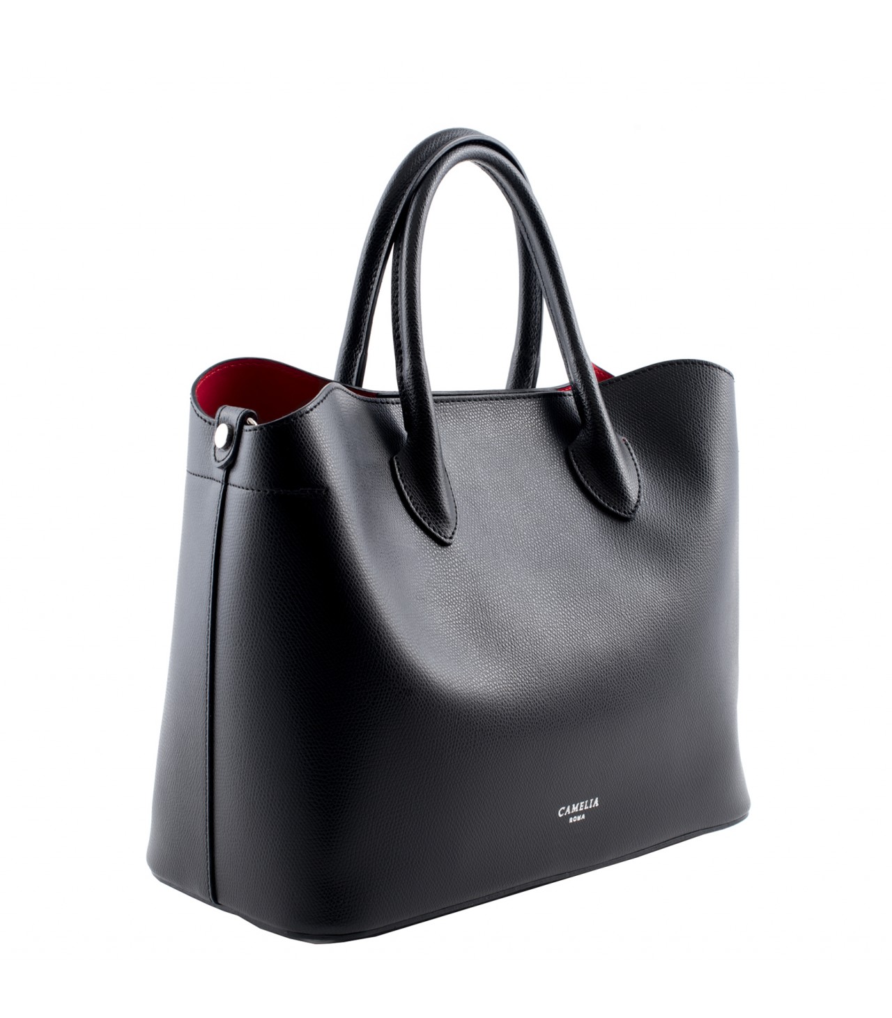 black leather handbag