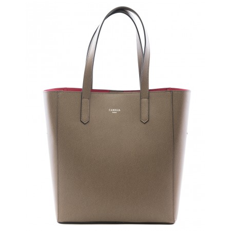 Grained Leather Tote Bag Camelia Roma