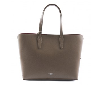 Grained leather tote bag