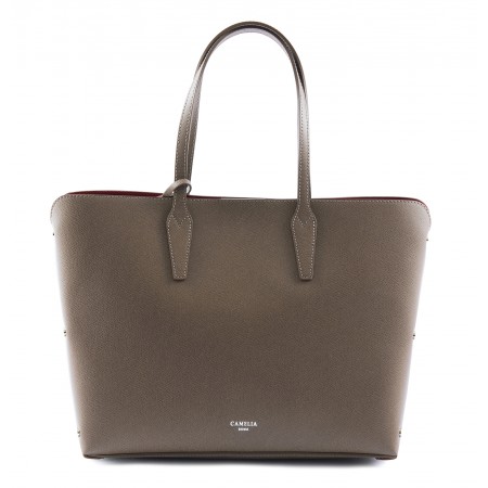 Grained leather tote bag