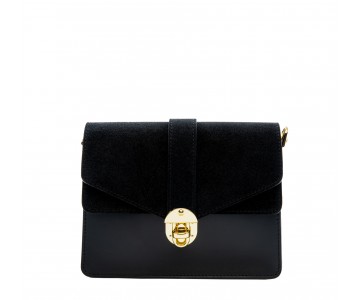 Leather and suede crossbody bag