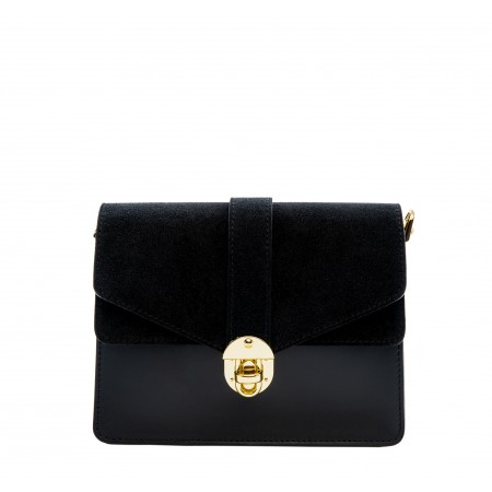 Leather and suede crossbody bag