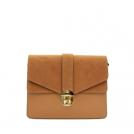 Leather and suede crossbody bag