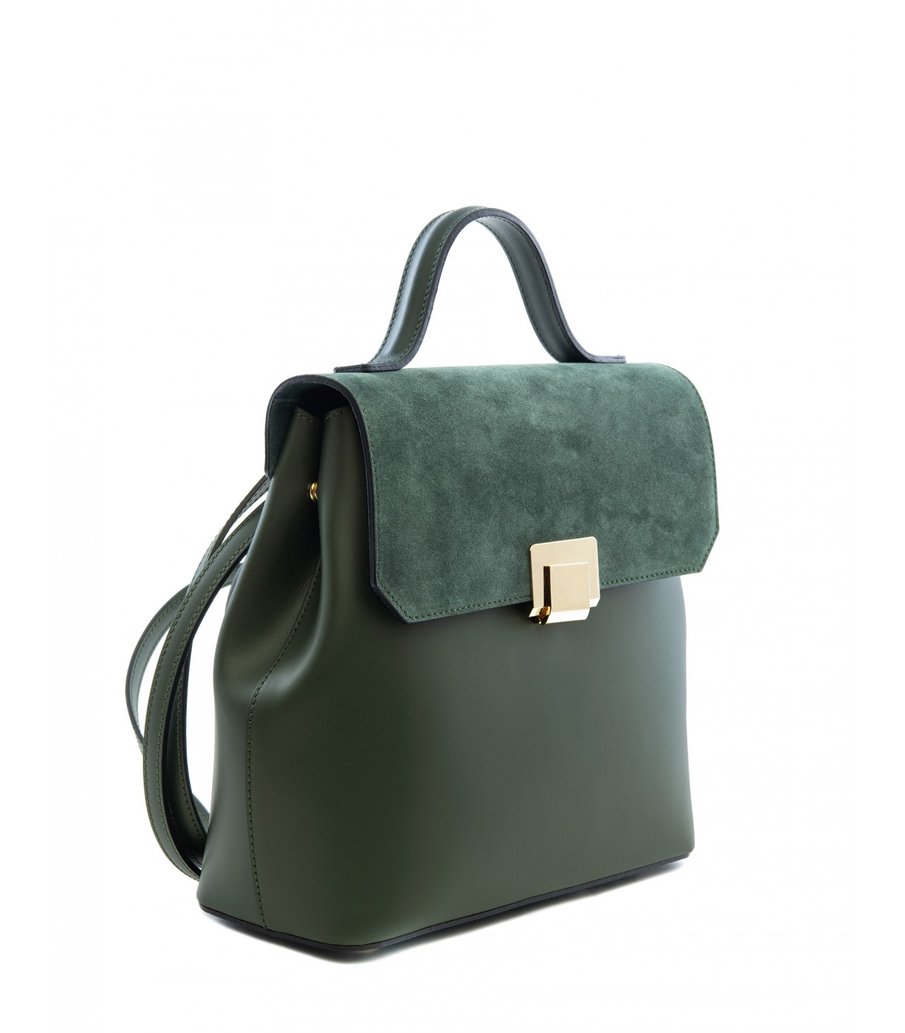 leather backpack green