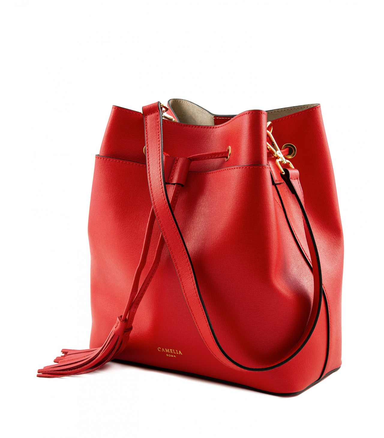 Saffiano Leather bucket bag - Camelia Roma