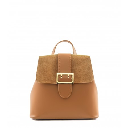 Leather and suede backpack