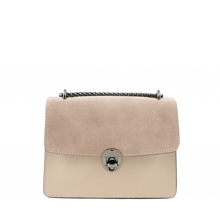 Leather and suede crossbody bag