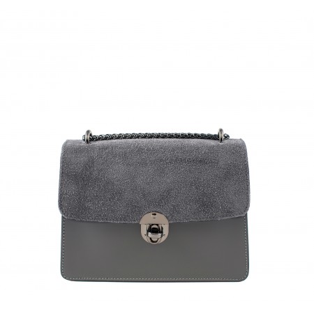 Leather and suede crossbody bag