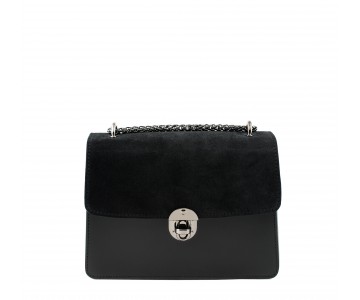 Leather and suede crossbody bag