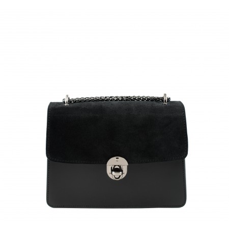 Leather and suede crossbody bag