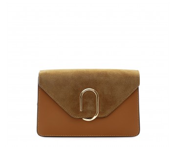 Leather and suede crossbody bag