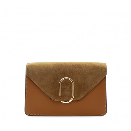 Leather and suede crossbody bag